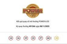 Kết quả xổ số Vietlott Power 6/55 ngày 08/11/2025 Jackpot 2 hơn 3,7 tỷ đồng đã tìm thấy chủ nhân may mắn