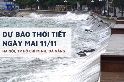 Dự báo thời tiết ngày mai 11/11, Hà Nội giảm nồm, TP HCM triều cường dâng cao và Đà Nẵng ít mưa