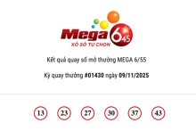 Kết quả xổ số Vietlott Mega 6/45 ngày 09/11/2025 giải độc đắc hơn 26,9 tỷ đồng chưa có người trúng