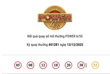 Kết quả xổ số Vietlott Power 6/55 ngày 13/12/2025: Cả hai giải Jackpot đều chưa tìm thấy chủ nhân