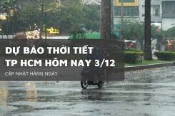 Dự báo thời tiết TP HCM hôm nay 3/12 mưa rào kèm dông, triều cường lên chậm