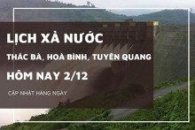 Lịch xả nước hôm nay ngày 2/12 hồ Hoà Bình xả hơn 1700 m³/s, Trị An duy trì 1 cửa xả mặt