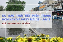 Dự báo thời tiết miền Trung hôm nay (23/12) và ngày mai (24/12) Huế, Quảng Trị, Hà Tĩnh nhiều mây, mưa rải rác