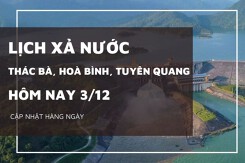 Lịch xả nước hôm nay ngày 3/12 hồ Hoà Bình tiếp tục xả lớn, hồ Tuyên Quang và Thác Bà vận hành an toàn
