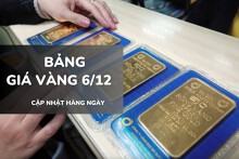 Bảng giá vàng hôm nay 6/12: Vàng SJC đứng yên, vàng nhẫn và nữ trang điều chỉnh không đồng nhất