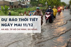 Dự báo thời tiết ngày mai 11/12, Hà Nội, TP HCM và Đà Nẵng có mưa rào kèm dông