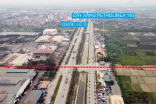 Toàn cảnh tuyến đường nối Đản Dị - Võ Nguyên Giáp đang triển khai ở Đông Anh