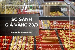 So sánh giá vàng 28/3: Vàng nhẫn bứt phá, vàng miếng tăng vọt 2 triệu đồng/lượng