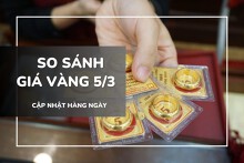 So sánh giá vàng 5/3: Vàng miếng và nhẫn trơn tiếp tục tăng mạnh