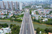 Hình ảnh hai cây cầu đã hoàn thành, chờ đấu nối vào nút giao An Phú