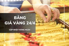 Bảng giá vàng ngày 24/4: Vàng SJC neo ở đỉnh cao, nhẫn trơn và nữ trang diễn biến trái chiều