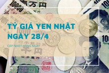 Tỷ giá yen Nhật hôm nay 28/4, ngân hàng đồng loạt giảm, chợ đen trái chiều tăng