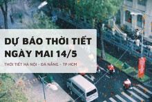 Dự báo thời tiết ngày mai 14/5, Hà Nội, Đà Nẵng và  TP HCM mưa tập trung chiều tối