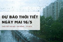 Dự báo thời tiết ngày mai 16/5, Hà Nội có mưa, Đà Nẵng mát mẻ và TP HCM mưa rào có dông