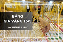 Bảng giá vàng ngày 15/5: Vàng SJC, nhẫn trơn và nữ trang 24K lao dốc tới 2,5 triệu đồng/lượng