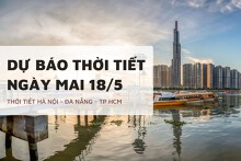 Dự báo thời tiết ngày mai 18/5, Hà Nội mưa rào, Đà Nẵng và TP HCM nắng nóng, chiều tối có mưa