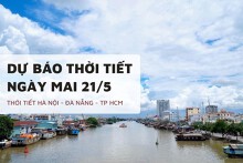 Dự báo thời tiết ngày mai 21/5, Hà Nội oi nóng, Đà Nẵng và TP HCM tiếp tục nắng gắt