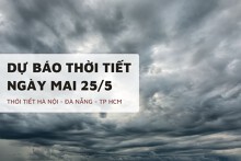 Dự báo thời tiết ngày mai 25/5, Hà Nội tiếp tục mưa, Đà Nẵng và TP HCM nắng nóng, chiều có dông