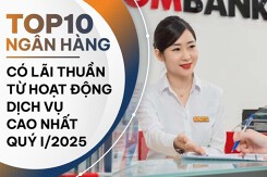 TOP 10 ngân hàng có lãi thuần từ dịch vụ cao nhất quý I/2025: Techcombank vượt nhóm Big4