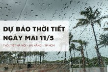 Dự báo thời tiết ngày mai 11/5, Hà Nội, Đà Nẵng và TP HCM nhiều mây, có mưa