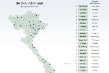 Bản đồ 34 tỉnh, thành sau sáp nhập