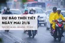 Dự báo thời tiết ngày mai 21/6 Hà Nội mưa dông, Đà Nẵng giảm nắng và TP HCM nắng nóng xen kẽ mưa rào