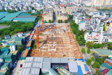 Công trường dự án 440 căn nhà ở xã hội Hạ Đình sau 8 tháng khởi công