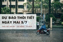 Dự báo thời tiết ngày mai 5/7 Hà Nội, TP HCM và Đà Nẵng có mưa