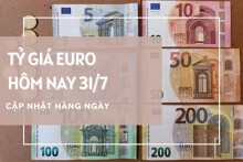Tỷ giá euro ngày 31/7: Giảm mạnh hơn 300 đồng tại phần lớn ngân hàng và chợ đen