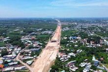 Hình hài cao tốc Biên Hòa - Vũng Tàu đang thi công qua tỉnh Đồng Nai