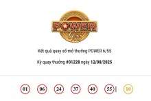 Kết quả xổ số Vietlott Power 6/55 ngày 12/08/2025: Jackpot 2 hơn 3,9 tỷ đồng đã tìm thấy chủ nhân