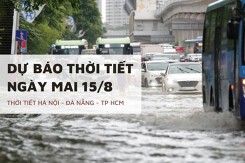 Dự báo thời tiết ngày mai 15/8, Hà Nội mưa vừa đến to, TP HCM mưa dông chiều tối và Đà Nẵng nắng nóng gay gắt