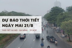 Dự báo thời tiết ngày mai 21/8, Hà Nội mưa vừa, TP HCM và Đà Nẵng mưa rào, dông rải rác