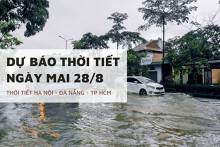 Dự báo thời tiết ngày mai 28/8, Hà Nội, Đà Nẵng và TP HCM mưa dông rải rác