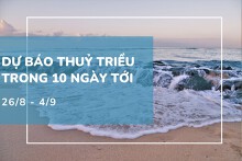 Lịch thủy triều 10 ngày tới (26/8 - 4/9): Hòn Dấu và Sầm Sơn triều dâng cuối kỳ, Phú Quốc giữ mực nước thấp