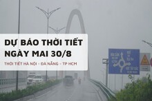 Dự báo thời tiết ngày mai 30/8, Hà Nội và Đà Nẵng mưa dông diện rộng, TP HCM nắng nhẹ