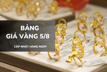 Bảng giá vàng ngày 5/8: Vàng SJC chạm đỉnh, nhẫn trơn và nữ trang tăng vọt lập kỷ lục mới