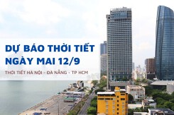 Dự báo thời tiết ngày mai 12/9, Hà Nội và TP HCM có mưa, Đà Nẵng trời nắng
