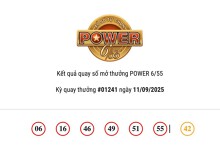 Kết quả xổ số Vietlott Power 6/55 ngày 11/09/2025 Cả hai giải Jackpot vô chủ