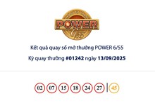 Kết quả xổ số Vietlott Power 6/55 ngày 13/09/2025  Jackpot 1 hơn 124,9 tỷ đồng và Jackpot 2 hơn 5,2 tỷ đồng vô chủ