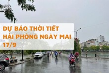Dự báo thời tiết Hải Phòng ngày mai 17/9 nhiều mây, chiều tối có thể mưa dông nhẹ