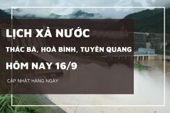 Lịch xả nước hôm nay 16/9: Hồ Hòa Bình và Tuyên Quang chưa xả tràn, Thác Bà duy trì 2 cửa xả mặt