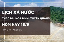 Lịch xả nước hôm nay 18/9: Hòa Bình và Tuyên Quang duy trì phát điện, Thác Bà tiếp tục điều tiết