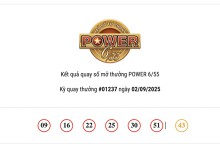 Kết quả xổ số Vietlott Power 6/55 ngày 02/09/2025: Jackpot 1 và jackpot 2 vô chủ