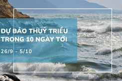 Lịch thủy triều 10 ngày tới (26/9 - 5/10): Hòn Dấu và Vũng Tàu triều cường đầu kỳ, Sầm Sơn triều kiệt cuối kỳ