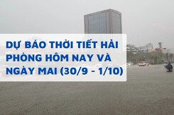 Dự báo thời tiết Hải Phòng hôm nay (30/9) và ngày mai (1/10) mưa lớn kéo dài sau bão số 10 Bualoi