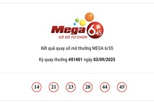 Kết quả xổ số Vietlott Mega 6/45 ngày 03/09/2025: Jackpot hơn 16,5 tỷ đồng không có chủ nhân trúng thưởng