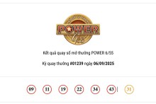 Kết quả xổ số Vietlott Power 6/55 ngày 06/09/2025 Jackpot 2 hơn 2,4 tỷ đồng đã tìm thấy chủ sở hữu