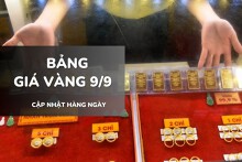 Bảng giá vàng ngày 9/9 SJC lên 135,8 triệu, nhẫn trơn và nữ trang tăng mạnh