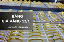 Bảng giá vàng hôm nay 12/1: Vàng SJC, nhẫn trơn và nữ trang bứt phá lên mức cao mới